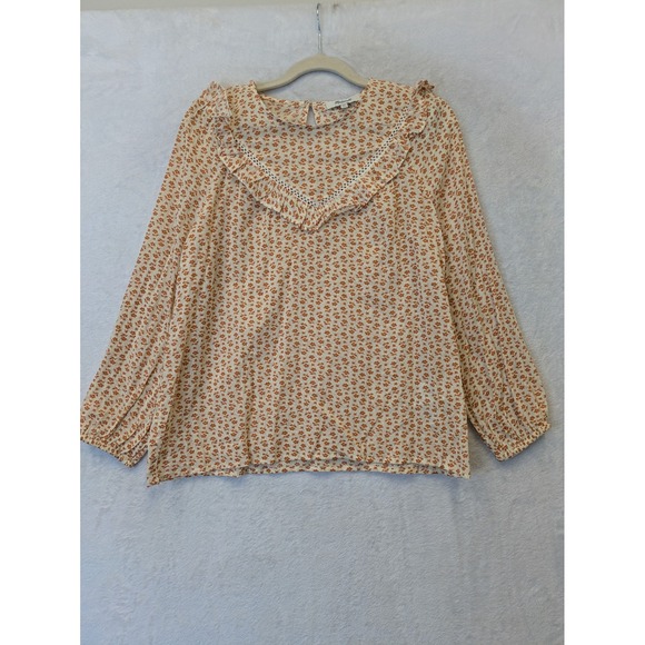 Madewell Tops - Madewell Women's Tiny Floral Print Ruffle Neck Long Sleeve Blouse XS‎